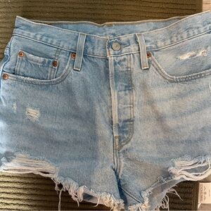 Levi's Light Blue Distressed Jean Shorts